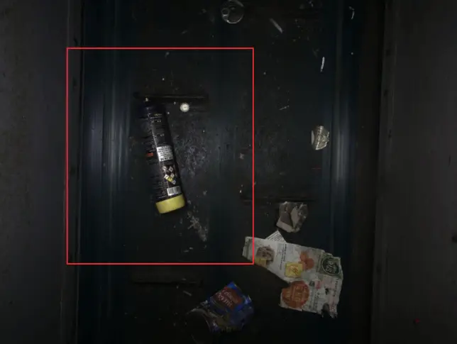 Capture d'écran d'une détection en temps réel d'une bouteille de protoxyde d'azote sur une chaîne de tri